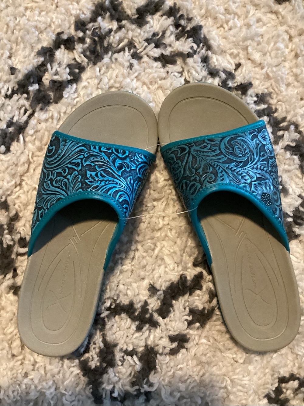 Twisted X Teal Paisley Slide Sandals - Women Shoes